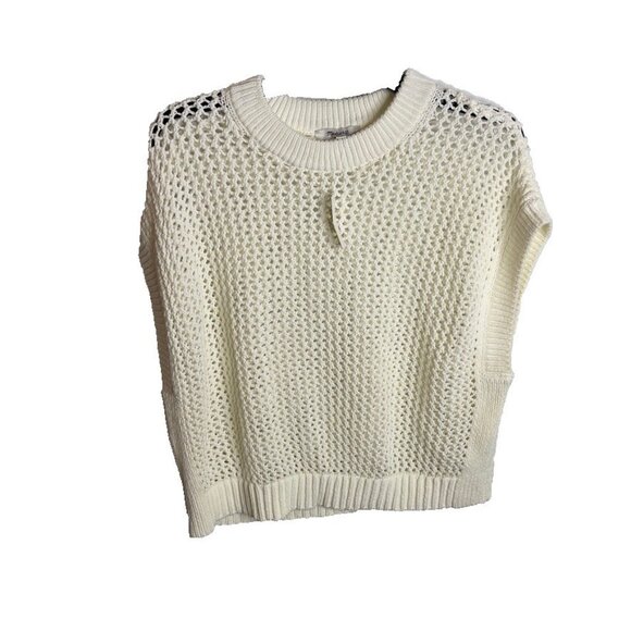 Madewell $72 Womens Open Stitch Sweater Tee Ivory Size L NO982 - Picture 1 of 5